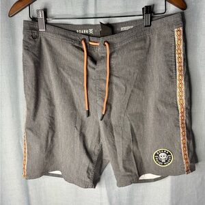 Roark Gray Board Shorts with Orange Details